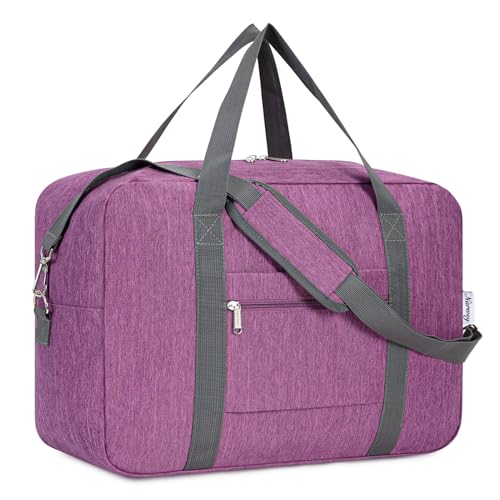 Narwey Sac de Voyage Bagage Cabine Grande Pliable Sac Valise Sac Weekend Sac de Sport pour Homme Femme 40L(Violet Foncé)
