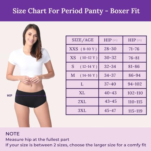 Image of Adira | Period Panty Boxer for Women | Boxer Fit for High Flow | with Support Patch for Pad | Leakproof & Skin Friendly | for School, Travel & Work | Patented | Pack of 2
