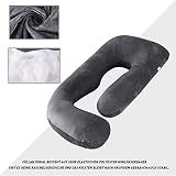 CALIYO Schwangerschaftskissen J Form,Stillkissen XXL-SeitenschläFerkissen mit Bezug,Pregnancy Pillow und Komfortkissen Erwachsene -Polsterung aus Baumwolle（Dunkelgrau,180×70cm）