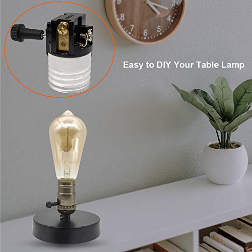 3 Way Lamp Socket Replacement, E26/E27 Lamp Socket Repair Kits, Medium Base Interior Only, Incandescent Lamp Holder, Removable Turn Knob, 2-Circuit, Ul Listed (3 Pack) #TOP3