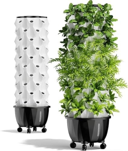 Pro Aeroponic Tower – 48-Plant Vertical Hydroponic Garden with Hi...