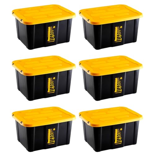 AC - Pack de 6 Cajas de almacenaje apilable con Tapa, plástico,