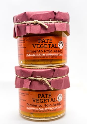 (PACK 2 UNIDADES) - Paté Vegetal de Pimientos rojos Asados -100% Vegano - Con Aceite de Oliva Virgen Extra- Sin Conservantes ni aditivos.