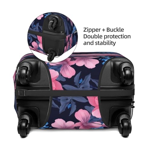 Vintage Floral Peonies And Bluebells Elastic Travel Luggage Covers Dustproof Scratch-Resistant Suitcase Protector Fit 22-24 Inch2