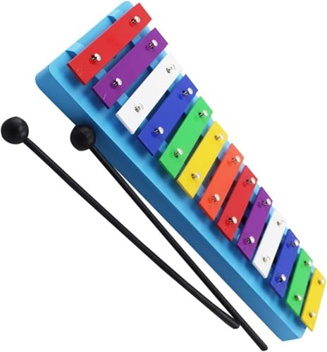 Glockenspiel,13 Tone Colored Aluminum Plate Xylophone With 2 Drumsticks For Percussion Instruments