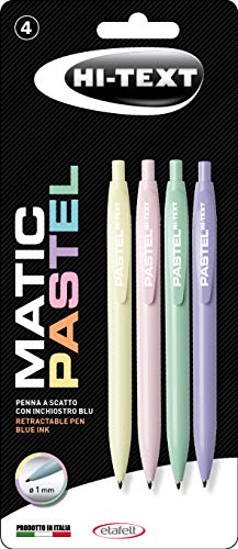 Bolígrafo de punta redonda 906 Matic Pastel Hi-Text, punta media 1 mm – Blíster 4 unidades colores surtidos, tinta azul