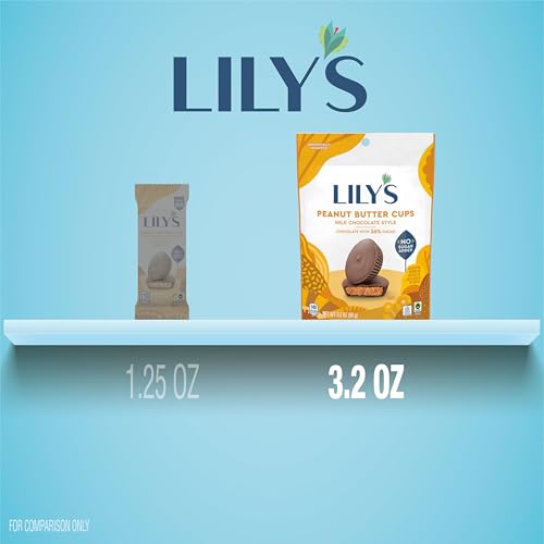 LILY'S Milk Chocolate Style Peanut Butter Cups Bag, 3.2 oz | No Sugar Added Peanut Butter Cups, Stevia Sweetened, Gluten Free Snacks, Kosher, Shareable Bag for Work or Home, 3.2 oz - image 5