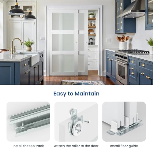 Image of Sliding Closet Door for 128 inch x 80 inch Opening with Hardware Kit White