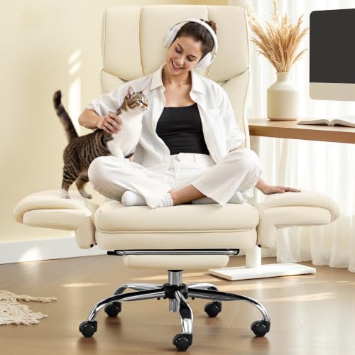 Image of FelixKing Office Chair, Flip Armrests for Pets Criss Cross Legged, White