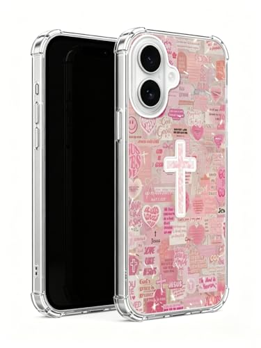 Dohakemuny Pink Christian Aesthetic Phone Case Compatible with iPhone 17, Jesus Christ Phone Cover for iPhone 17