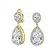 Produktbild Zirkonia CZ Halo Aussage Große Träne Baumeln Ohrclips Ohrringe Für Damen Abschlussball 14K Vergoldet Messing