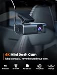 Galphi 4K Dash Cam Front, intégré 5G WiFi, 32GB Carte incluse, Caméra en Dash pour voitures, Mini Dashcam pour les voitures avec enregistrement de boucle, G-Sensor, 24 Surveillance des heures de stationnement, APP, Appui 256GB Max