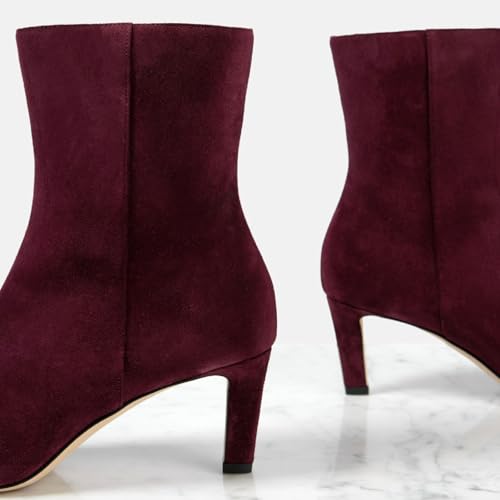 Women's High Heel Pointed Toe Block Heel Ankle Boots Fashion Suede Side Zipper Dressy Heeled Bootie Fall Winter Office Wedding Chunky Heel Booties for Ladies3