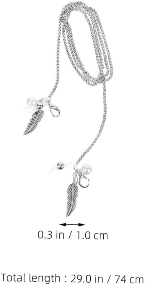 Ciieeo 2Pcs Elegant Leaf Design Stainless Steel Eyeglass Chains Sunglasses Holder Lanyard for Women for Travel Hiking and Everyday Wear Lightweight