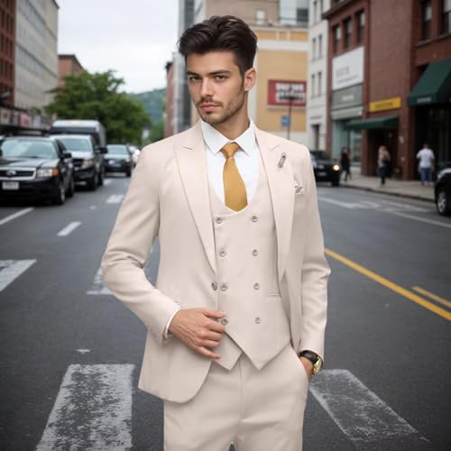 Men's Suits for Men Slim Fit Double Breasted Suit Men Blazer Mens Suit 3 Piece for Groom Wedding Business Prom Suits Set4
