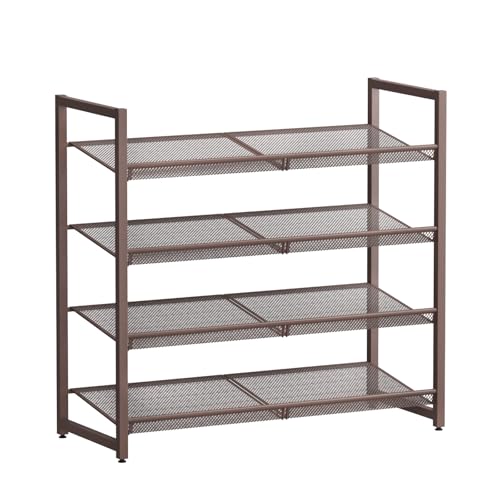 Image of Metal Shoe Rack for Closet,entryway, 4-Tier Shoe Organizer, Adjustable Flat or Angled Shelves, Holds up to 20 Pairs Shoes