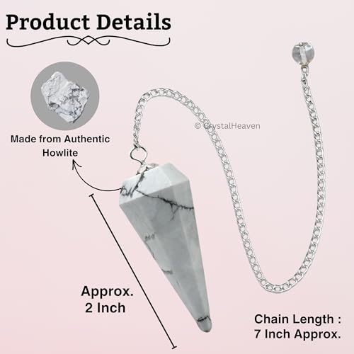 Image of Howlite Pendulum Dowsing Tool - Natural Crystal Pendulum for Spiritual Guidance - Premium Dowser Pendulum for Accurate Divination and Energy Healing - Perfect for Energy Healing and Chakra Balancing - Handcrafted with Precision and Elegance