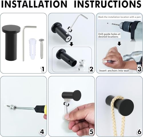 Miniatura 8 de Sayayo Gancho Pared, Colgador Pared Negro Gancho Toalla Baño De Acero Inoxidable 2 Piezas Ganchos De Decoración Para Baño, Dormitorio Y Cocina, Egoy001y-B-2p