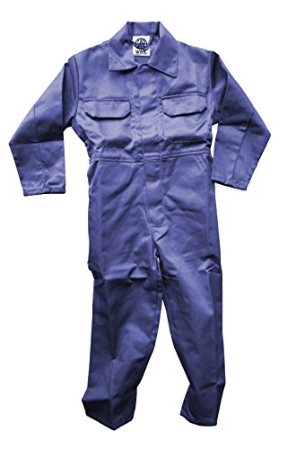 WWK / WorkWear King Boy's Kids Childrens Boilersuit Coveralls Overalls (Size 30, 9-10 Years, Navy Blue)