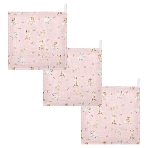 Image of vvfelixl Baby Cotton Washcloths Golden Retriever Infants Bath Towel for Unisex Face Towels for Newborn, Natural Baby Wipes Delicate Skin, 11.8 X 11.8 inch, one sizex3