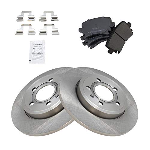 Image of TRQ Rear Brake Pad and Rotor Set Semi Metallic Solid Rotors 288mm Diameter | For 2006-2009 Audi A4 2006-2009 A4 Quattro