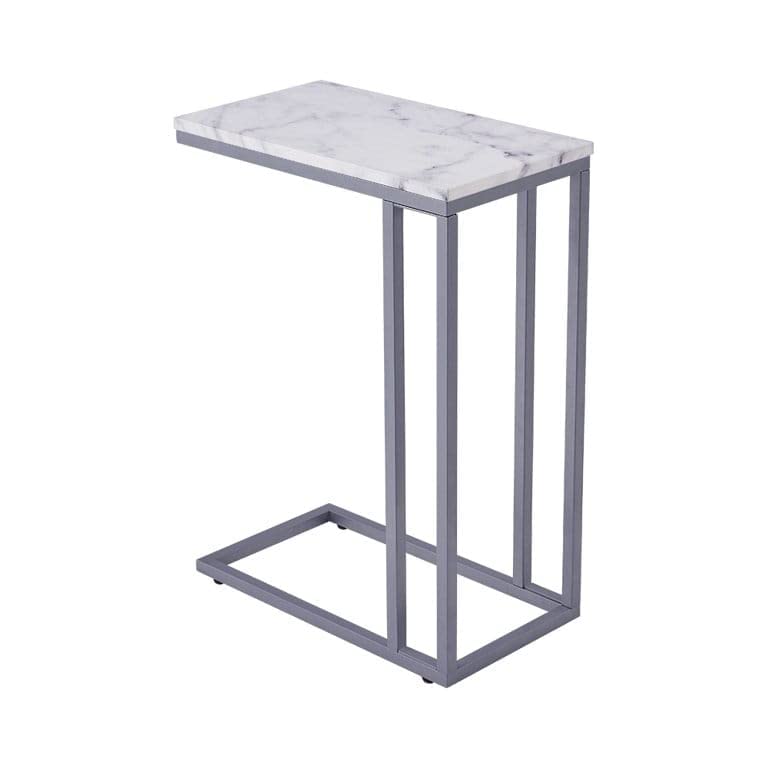 Image of Arrow Crafts Side Table with MDF White Colour and Gold Body Frame Finish Side Snack End Table