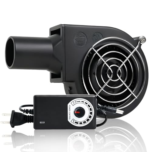 KUNRISE BBQ 97mm 33mm Blower Fan High Airflow 110V 120V Variable Speed Centrifugal Fan with AC Plug for Camping Charcoal Ignition Outdoor Cooking Fireplace Bellows or Wood Stove