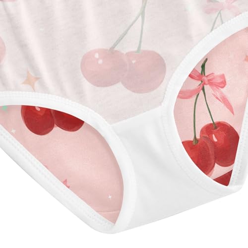 Wusikd Red Cherries Bows Pink Girls' Underwear Cotton Girls Briefs Soft Toddler Underwear 2T 5