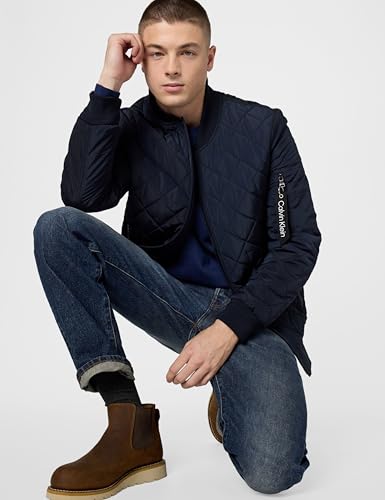 Image of Calvin Klein Men's Quilted Zipper Detail Flight Jacket