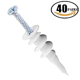 Drywall Anchors – 40pairs Drywall Anchor Screws Kit Plastic Self Drilling By Apoulin
