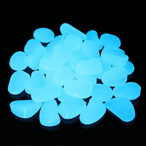100pcs Glow in The Dark Fish Tank Aquarium Rocks,Glow Stones,Fish Tank Gravel Rocks, Glowing Pebbles Luminous Stones for Outdoor Succulent Garden Gift Decoration, 305g/0.67lbs, 4/5''-1 1/2'',Sky Blue