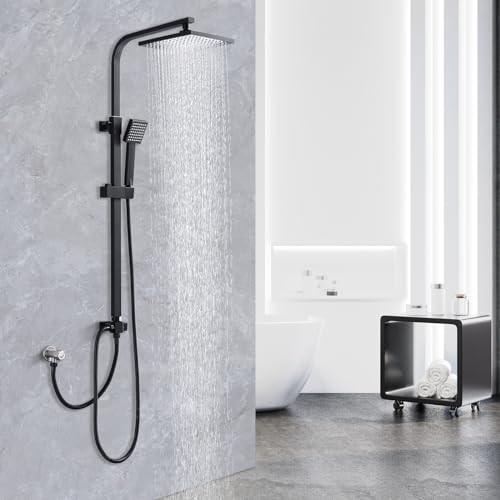 Homelody Duschsystem schwarz mit Regendusche und Handbrause