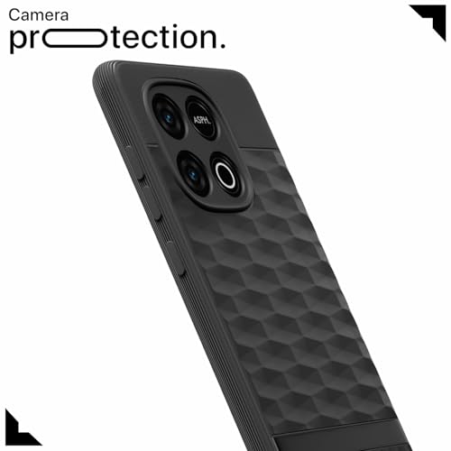 Image of Pikkme Back Cover for iQOO Neo 10 5G / Vivo Y300 GT 5G Camera Protection 3D Hexa Cube Design Silicone Protective Bumper Case (Black)