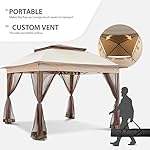 COOS BAY 11x11 Pop Up Instant Gazebo Tent with Mosquito Netting Outdoor Canopy Shelter with 121 Square Feet of Shade (Beige) - Image 3