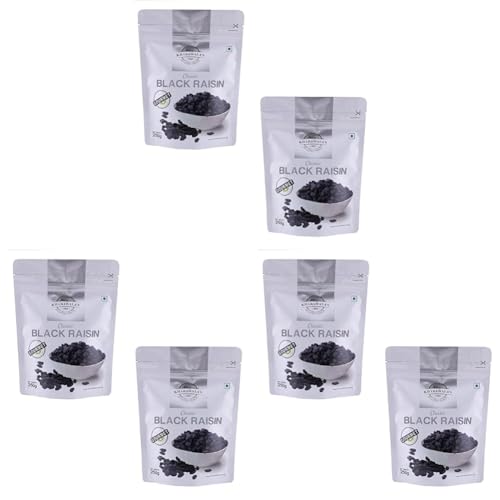 Image of KHARAWALA'S Afghani Classic Black Raisins with Seeds | Kali Kishmish (Pack of 6-250gm Each)