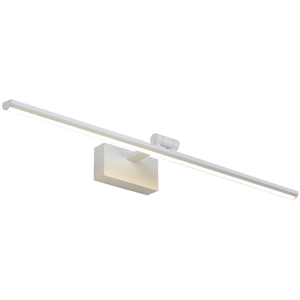 Miroir nordic créatif avec luminaire moderne rotatif en blanc mat