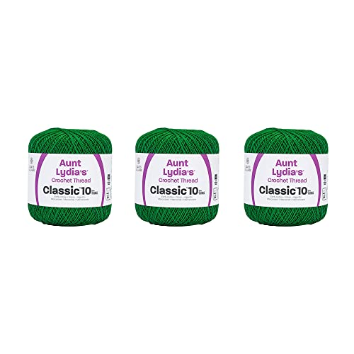 Image of Aunt Lydia's Classic 10 Cotton Crochet Thread, Myrtle Green, 3-Pack