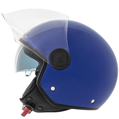 Casco Moto Jet ECE 22 con Doble Visor Parasol Azul Talla 2XL 3