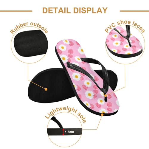 Raspberry Fruit Flower Flip Flops for Beach Thong Sandals Anti-slip Lightweight Shower Shoes for Summer Swim Travel3