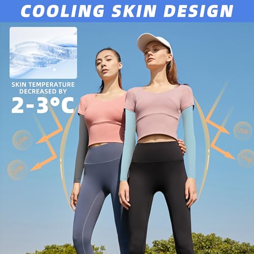 Image of BHYTAKI UV Sun Protection Arm Sleeves, UPF 50 Sports Cooling Arm Compression Sleeves for Men Women Teenager