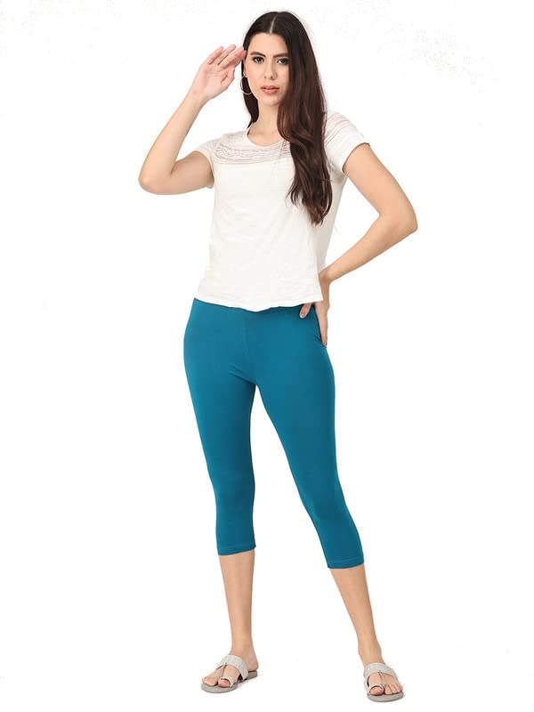 Image of Robinbosky Premium Stretchable Cotton Capri Legging for Women | Suitable for Formal wear & Casual wear | High-End Elastic Makes. The Leggings Squat Proof and Durable for Travel, Yoga, & Workout.