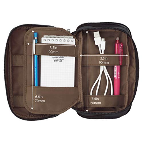 Image of LIHITLAB Large Capacity Triple Zipper Pencil Case For School Office College, Big Capacity 8 Compartments Pencil Bag Holder Adults Teen Boys Girls, Travel Cosmetics Storage, Black (A7556-24)