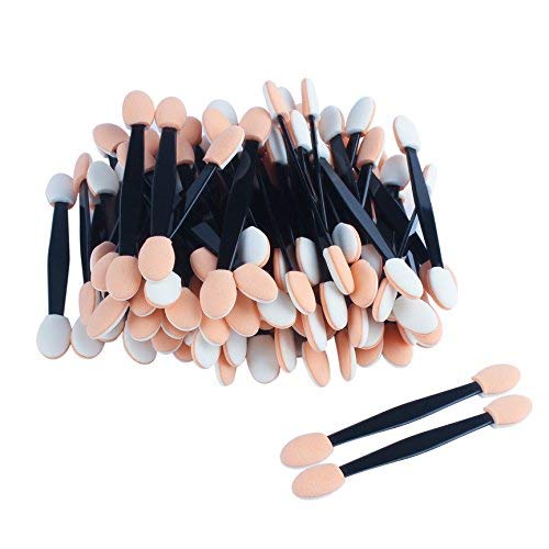 CINEEN 80 Pack Disposable Dual Sided Eyeshadow Brush Sponge Tipped Oval Makeup Eyeliner Brush Makeup Applicator