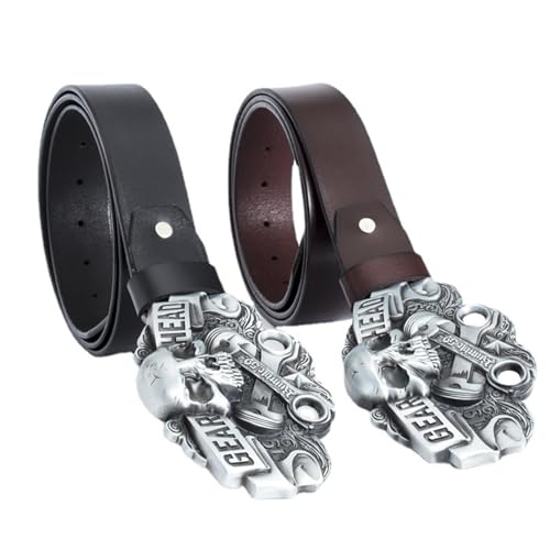 Ceinture de taille punk en cuir robuste et boucle de cow-boy gravée - 5