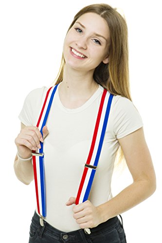 shenky högkvalitativa 3 klämmor Frankrike hängslen France, röd, one size