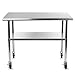 GRIDMANN NSF Stainless Steel Work & Prep Table 48 x 30 Inches with Caster Wheels and Under Shelf for Restaurant, Home, Hotel