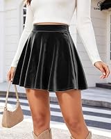 TRIWORKS Schwarzer Rock Damen & Mädchen–Hohe Taille Samt Minirock S – Ansicht 2
