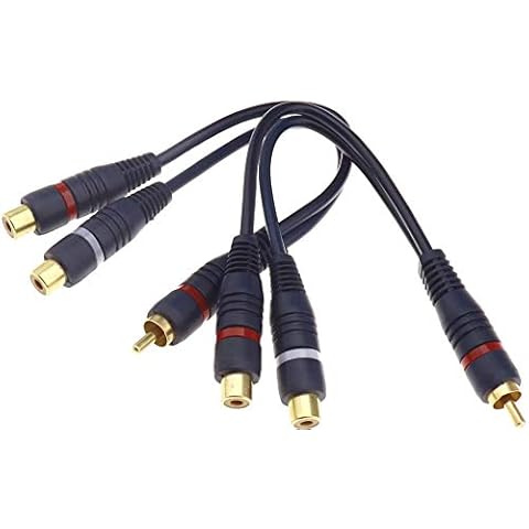 2pcs 1 RCA Male to 2 Phono Female Splitter Y Adapter Digital Audio Lead for Home Theater, HDTV 20cm Cover