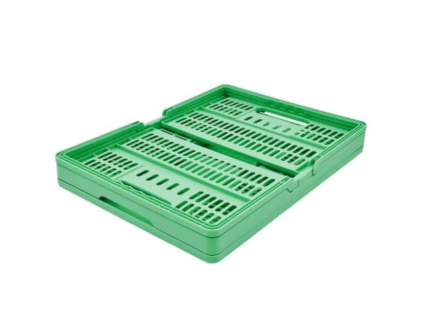 Collapsible Storage Basket, Multi-Purpose Organizer with Handles for Kitchen, Bathroom, Closet, Garage (Green)