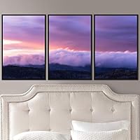 3 Piece Framed Canvas Wall Art Foggy Mountains Canvas Prints Home Artwork Decoration for Living Room,Bedroom - 16